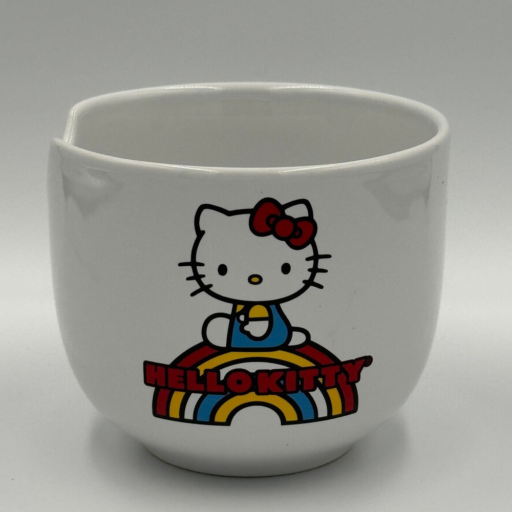 Hello Kitty Ceramic Bowl 18oz Rainbow Design Microwave Oven Safe No Chopsticks